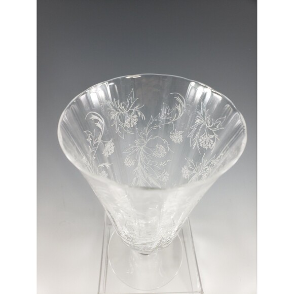 Heather Etch Glasses Set of 2 Iced Tea & Champagne Glass Footed Fostoria 1950s - Picture 7 of 16